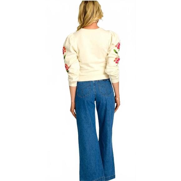 NEW ELIZABETH JAMES THE LABEL jasmine top in flower ivory - Picture 2 of 3